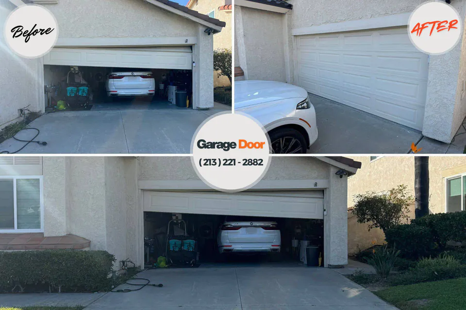 Before and after: garage door repair Los Ranchos de Albuquerque, NM